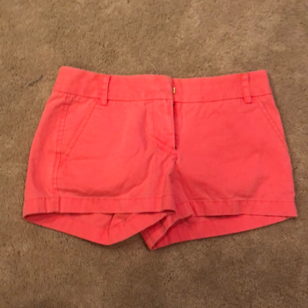 Neon pink Jcrew shorts! Make you tanner instantly